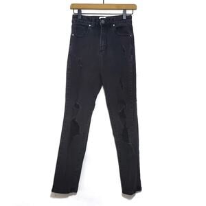 Cotton On | High 90s High Rise Distressed Trashed Black Denim Jeans